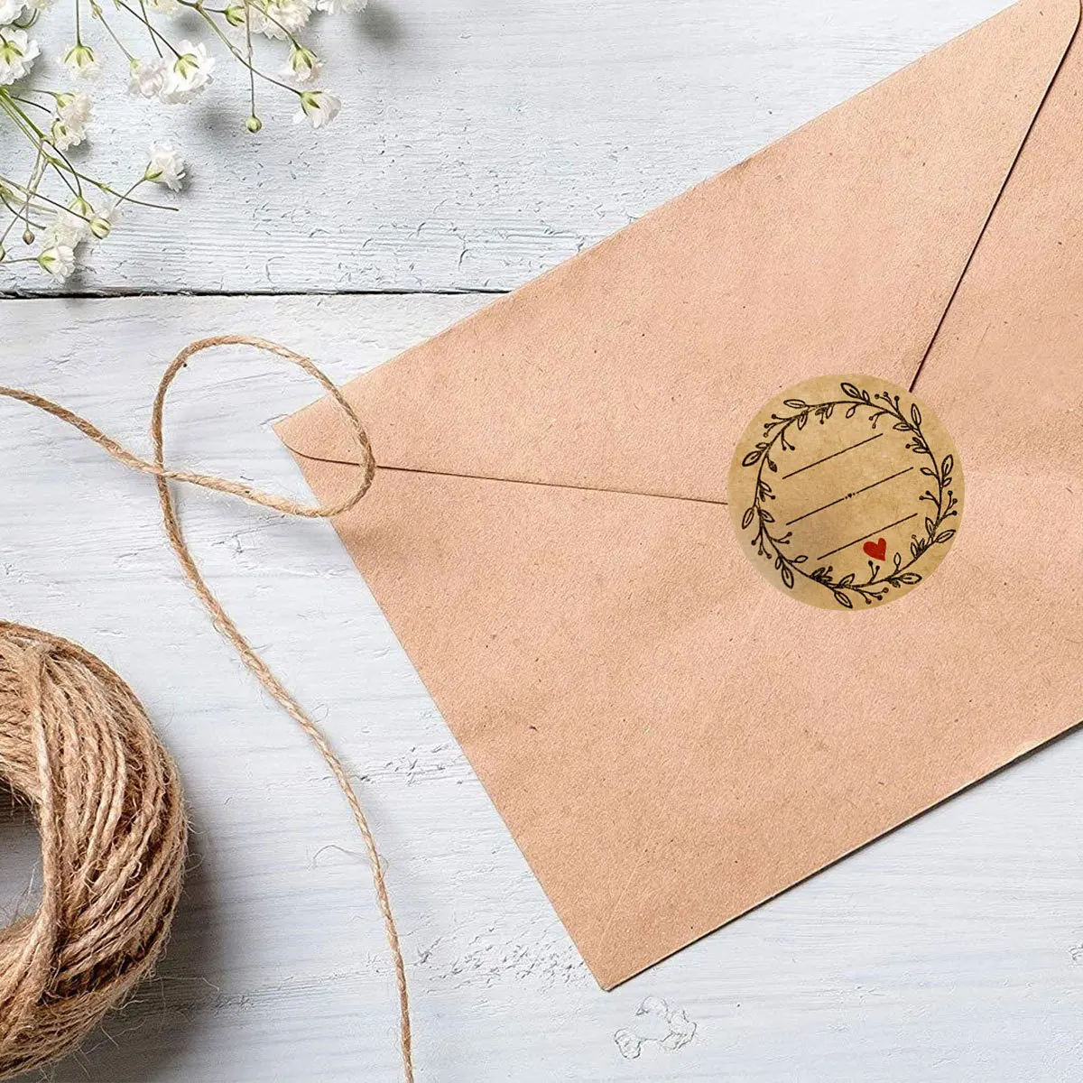 Handwritten Greeting round Baking Labels 50-500 Pieces Kraft Paper Adhesive Sealing Stickers Packaging Decoration for Festivals