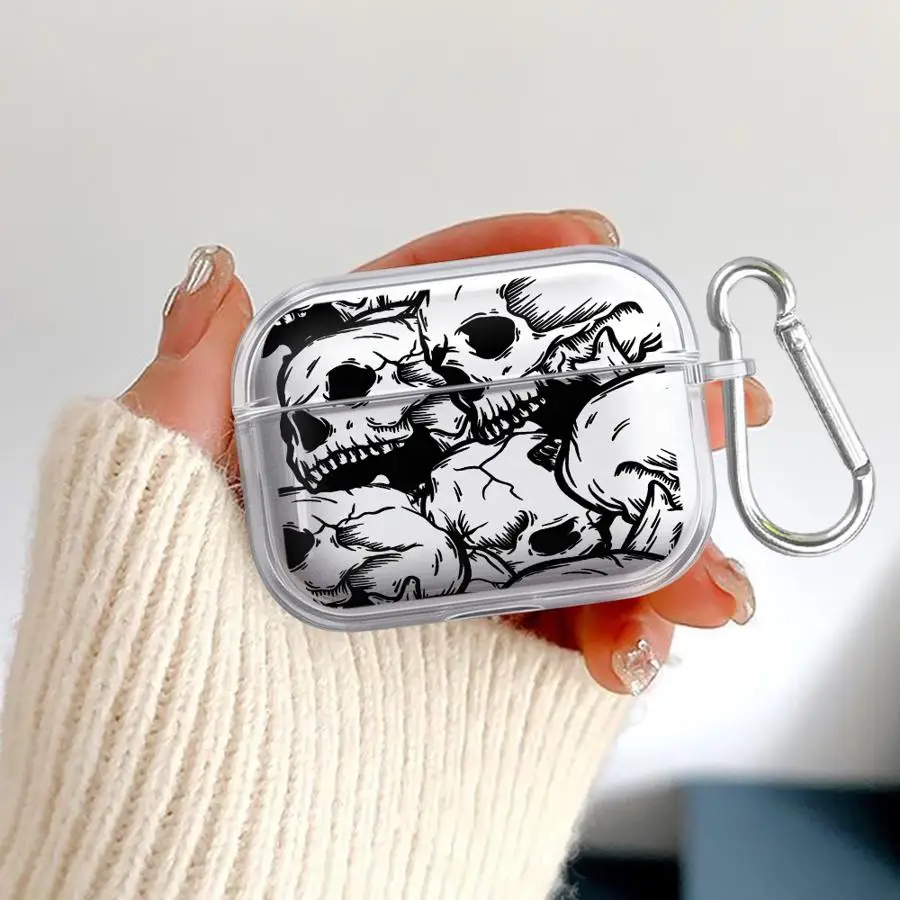 Creative Skull Art Case For Airpods 1 Pro2 Pro3 4 3 2 Pro Clear Earphone Cases Cover view 4