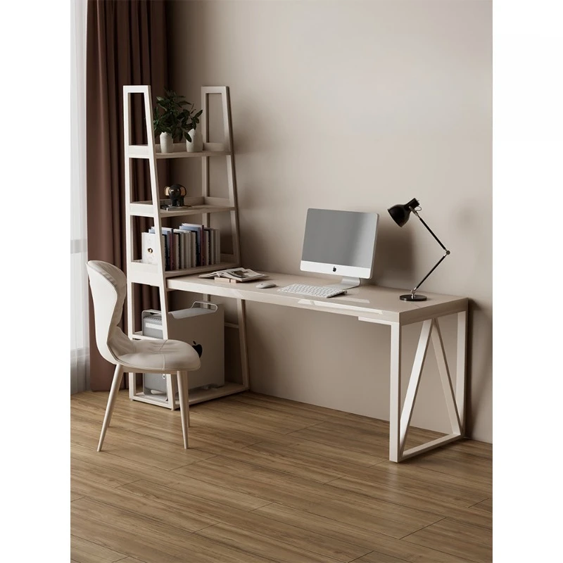

Cream wind desk bookcase integrated combination small apartment household solid wood desk corner bookshelf desktop computer desk