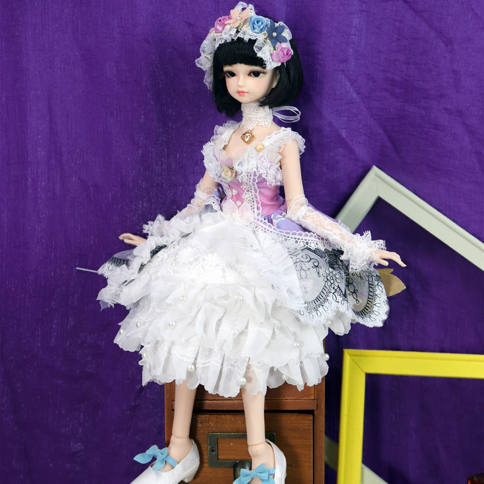 Boneca DBS 1/4 BJD com Corpo de Juntas Mecânicas e Maquiagem, Incluindo Peruca, Olhos e Roupas para Meninas Reborn