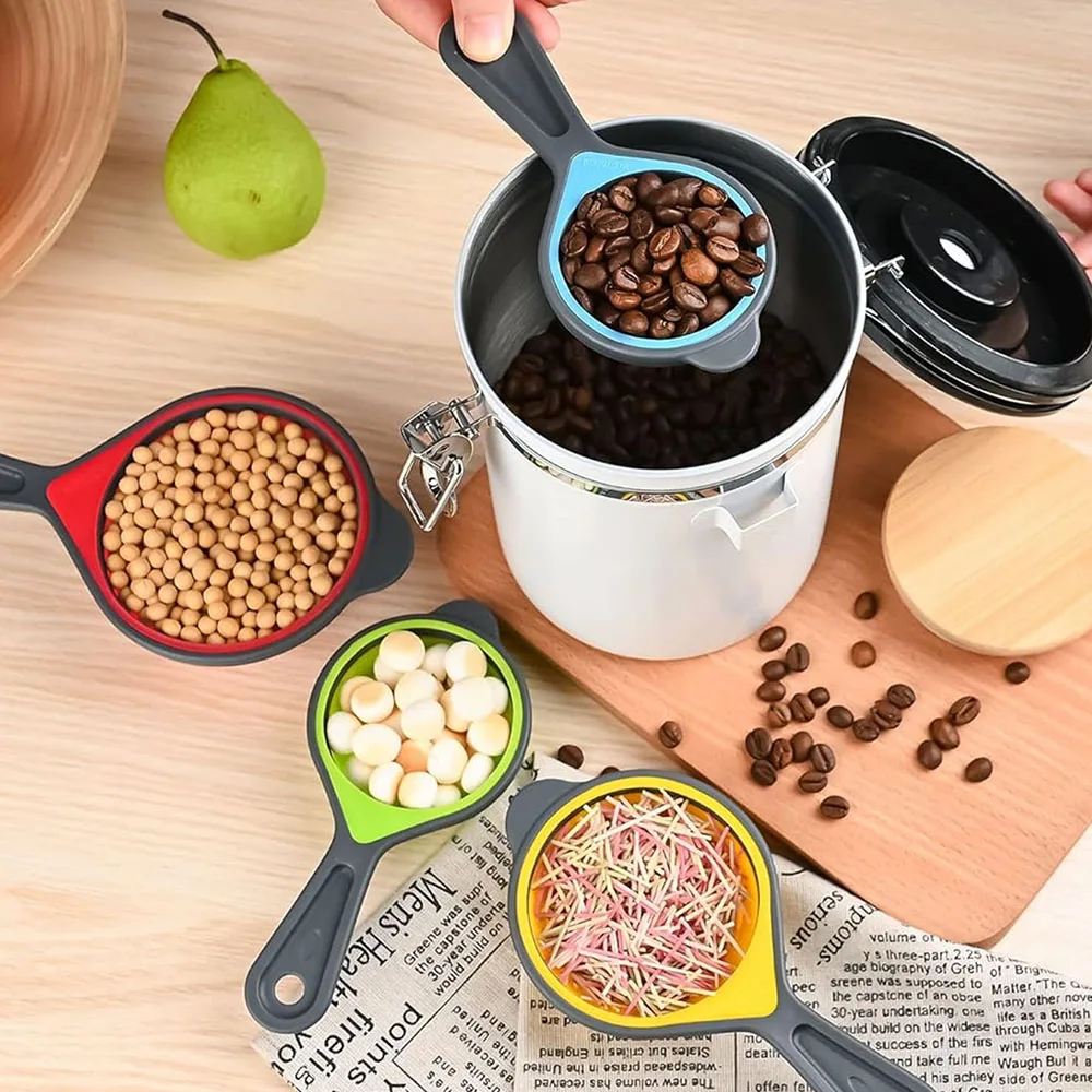 

Набор из 4 складных выдвижных силиконовых мерных чашек с мерной ложкой, набор ложек для кофейных зерен, кухонные инструменты для выпечки