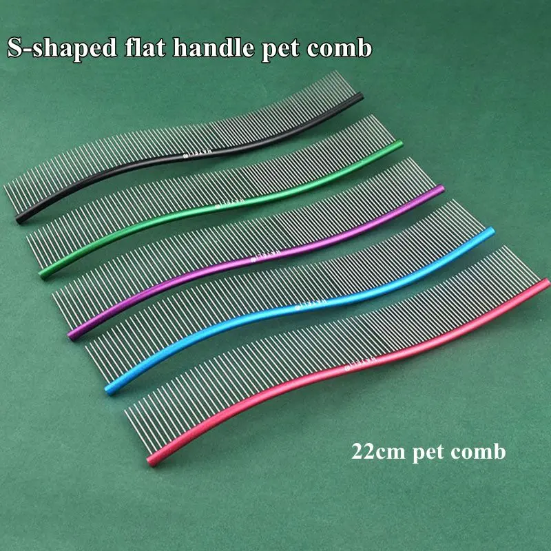 22cm Color Stainless Steel Pet Comb Professional Pet Grooming Comb Dense Sparse Teeth Dog Cat Cleaning Brush Hair Removal Comb