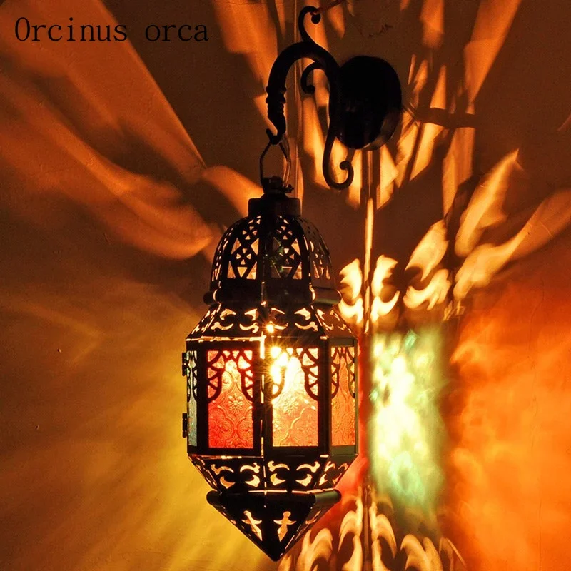 Mediterranean countryside national style color LED wall lamp bar and hallway Thai Southeast Asian creative iron wall lamp