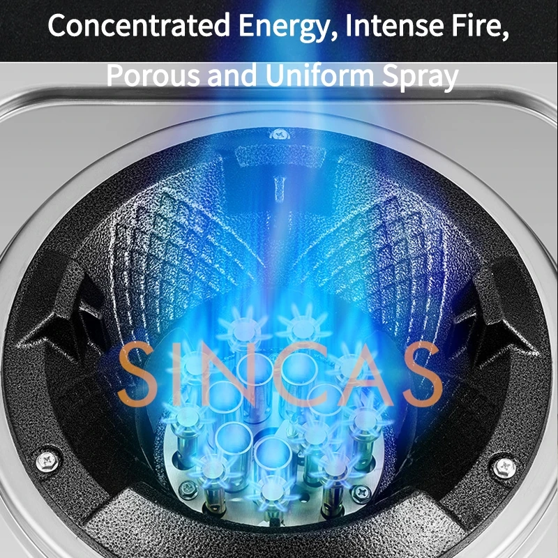 Fogão a gás comercial, baixa pressão, fogo feroz, fogo lento, fogo intenso, fogão único, gás natural, proteção contra falha de chama