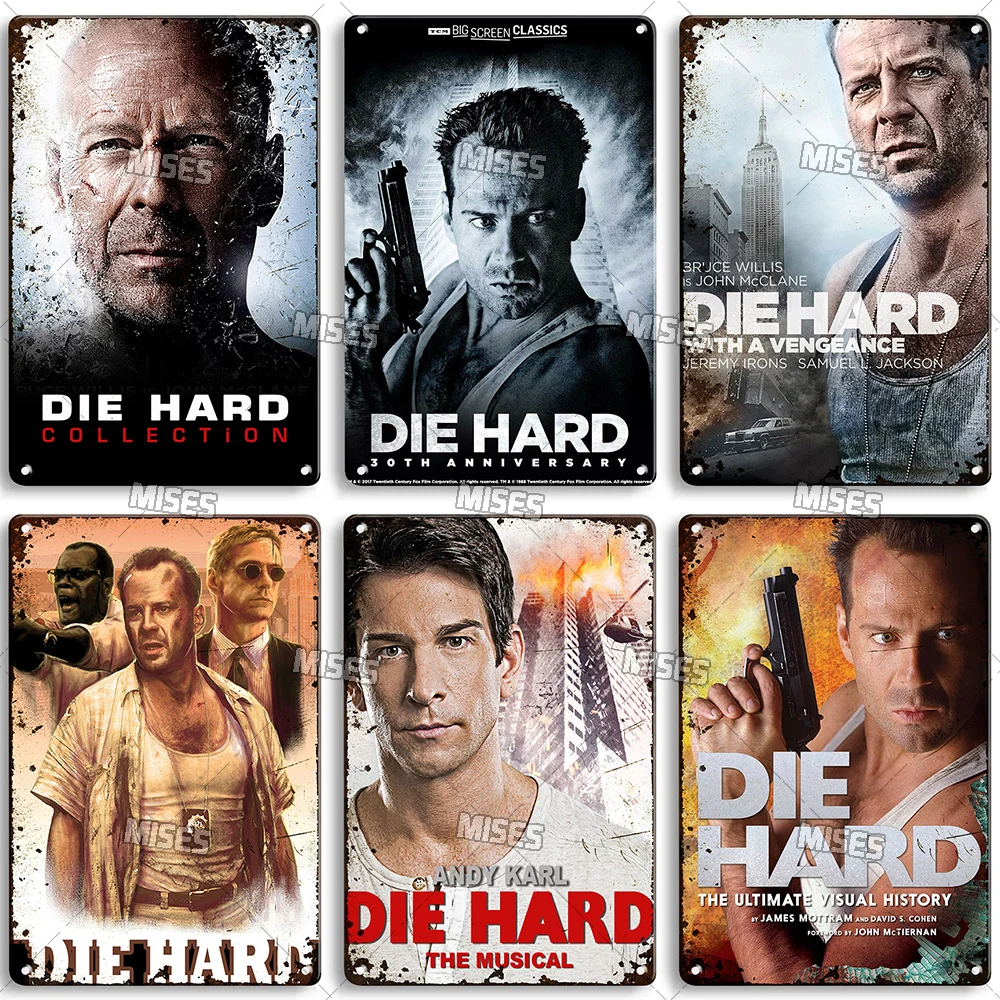 MISES Movie Die Hard Metal Poster Metal Tin Sign Nostalgic Metal Sign Home Cafe Man Cave Industrial Decor Rusty Metal Plate