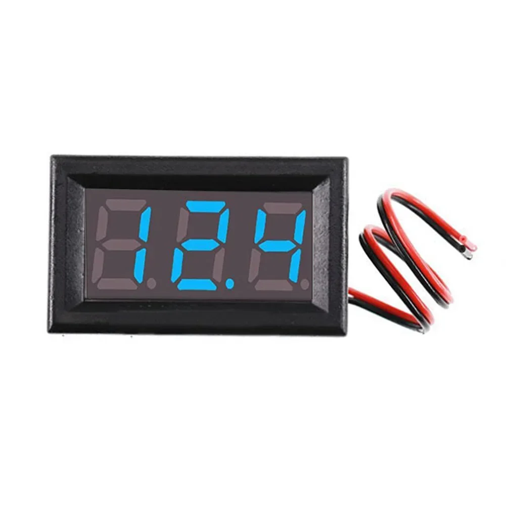 0.56 Cal cyfrowy 2-liniowy stół napięcie prądu stałego czerwony niebieski zielony DC 5-120V woltomierz części nadające się do prawie wszystkich pojazdy elektryczne