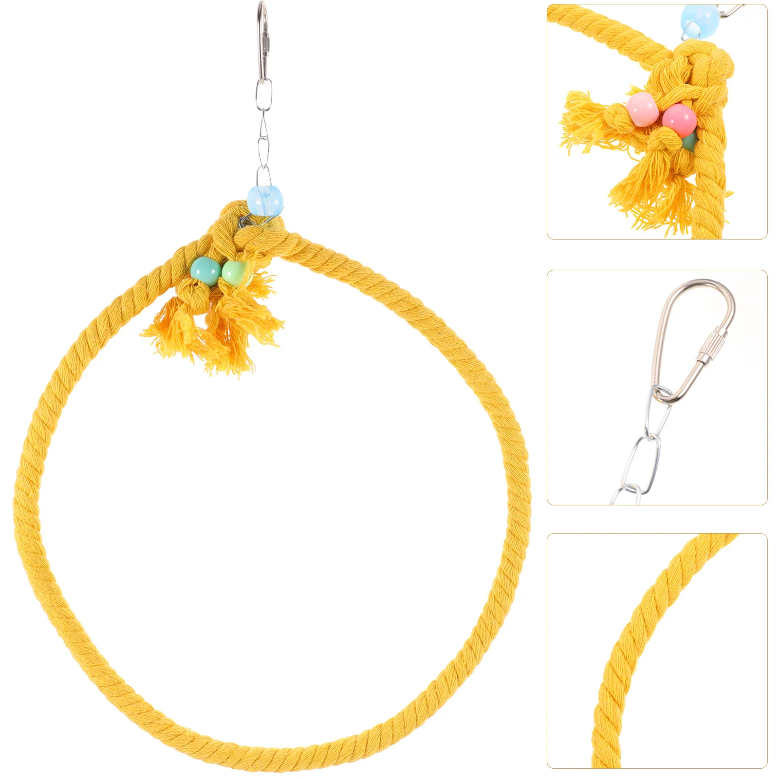 

Parrot Rope Swing Hanging Bird Cage Perch Durable Sturdy Stable Clip Bird Standing Circle for Parakeet Cockatiel Accessories