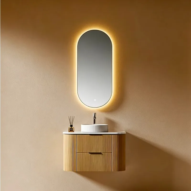 Fashion Modern Wooden Wall Mounted Bathroom Storage Cabinet Small 24 Inch Floating Bathroom Vanity With Sink - view 3