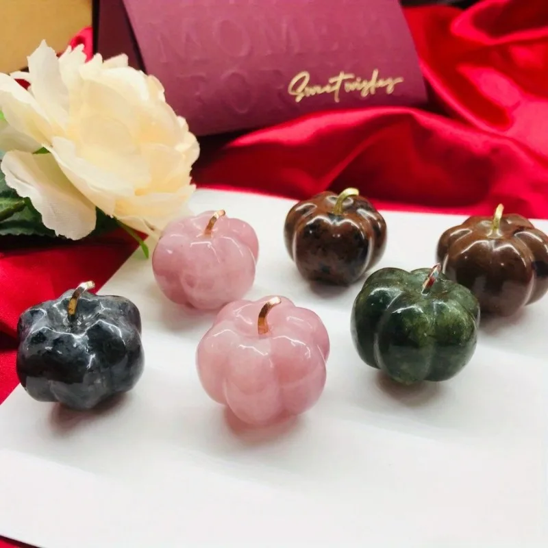 

1PC Pumpkin Statue Natural Stone Sculpture Healing Crystal Animal Statue Reiki Stone Home Decoration Ornaments Halloween Gift