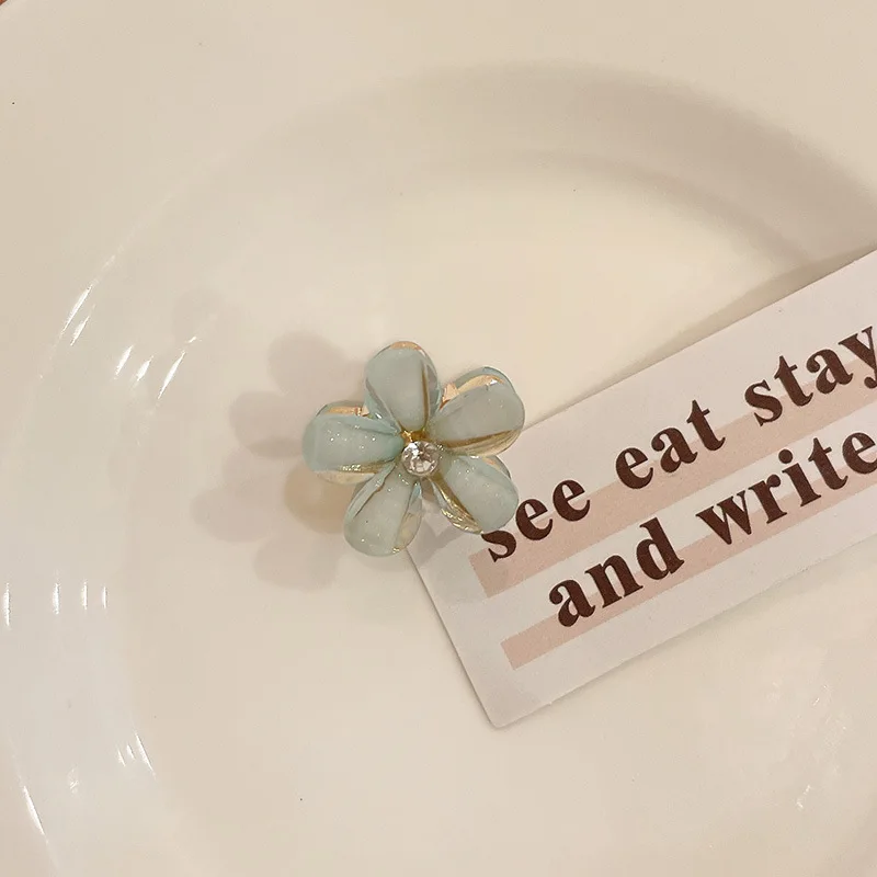 10 قطعة مشبك شعر على شكل زهرة كريستال مشبك شعر من سبائك حجر الراين مناسب لملحقات تصفيفة الشعر بمشبك جانبي للصيف الحلو للفتيات