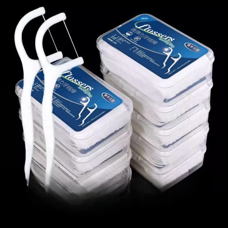 1 Box mit 50 ultrafeinen Einweg-Zahnseide-Sticks, Familien-Hochspannungs-Fadenreiniger, Zahnseide-Zahnstocher für Erwachsene zur Zahnreinigung