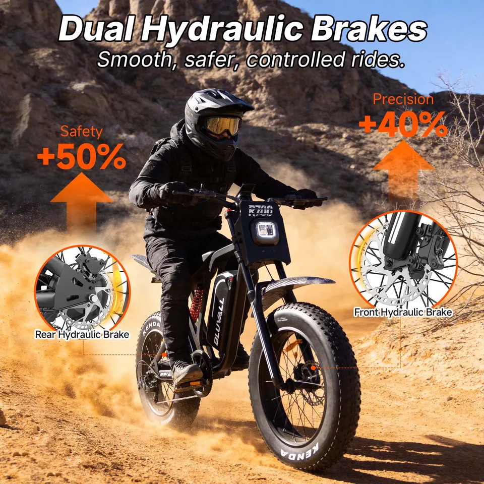 US Stock Electric Bike Ebikes for Adults 2500W 52V 25Ah 35MPH 70Mi 20" All Terrain Fat Tire Off Road Dirt Bike Full Suspension Hydraulic Brakes UL2849 image 7