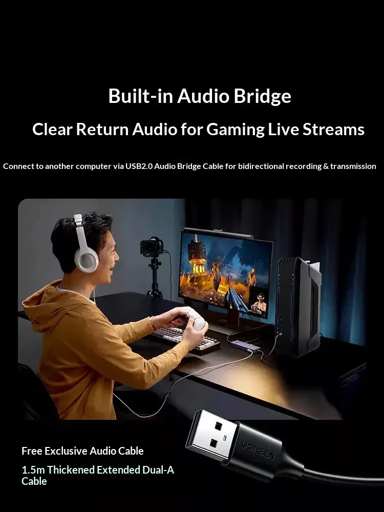 UGREEN CM880-55544 Expansion Dock DAC Sound Card E‑Sports Docking Station 384KHz High Sampling Rate Laptop Docking Stations
