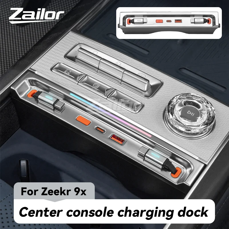 For Zeekr 9x 2025 2026 Hidden Center Console Fast Charging Dock Hub Ultra-fast Charging Car Interior Upgrade Accessories