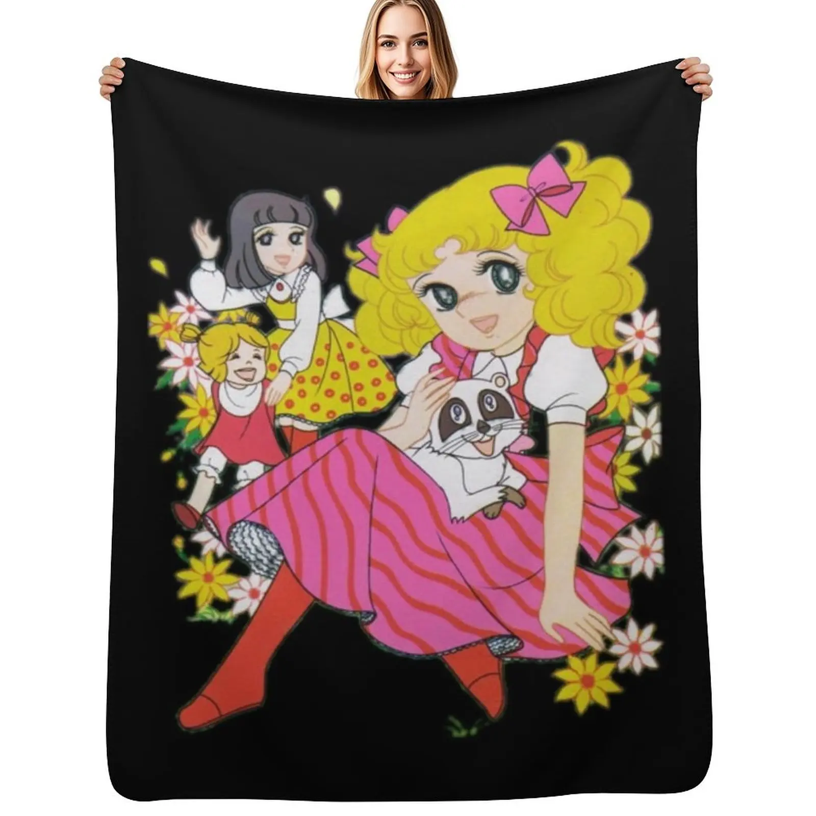 CANDY CANDY Throw Blanket Warm Napping Blanket for Office Couch Bed