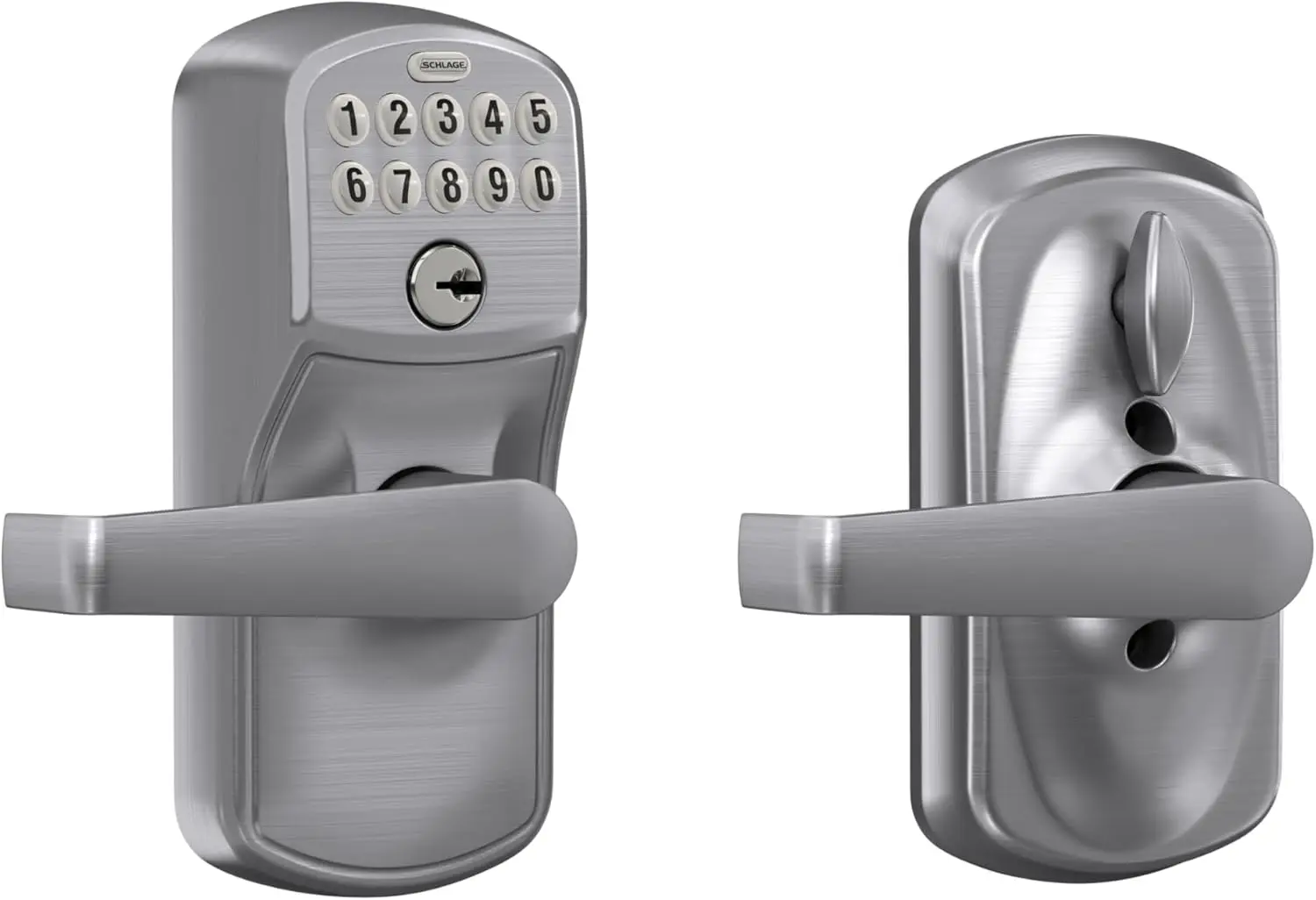 Commercial Electronic Keypad Lock with Lever, Brushed Chrome Finish, Easy Installation for Business Security