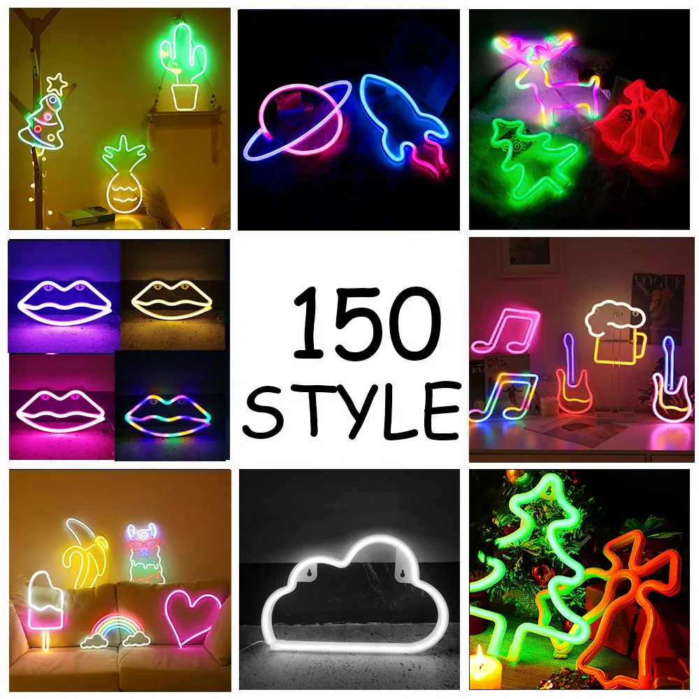 

Neon Sign 150 Style Led Neon Light Wall Light Wall Decor, Battery or USB Powered Acrylic for Bedroom, Kids Room, Living Room