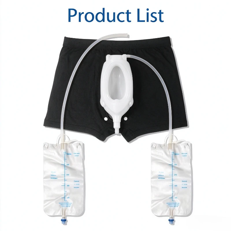 Men specialized urine capture unit, silicone standing wearable urine collector, drainage bag for the aged