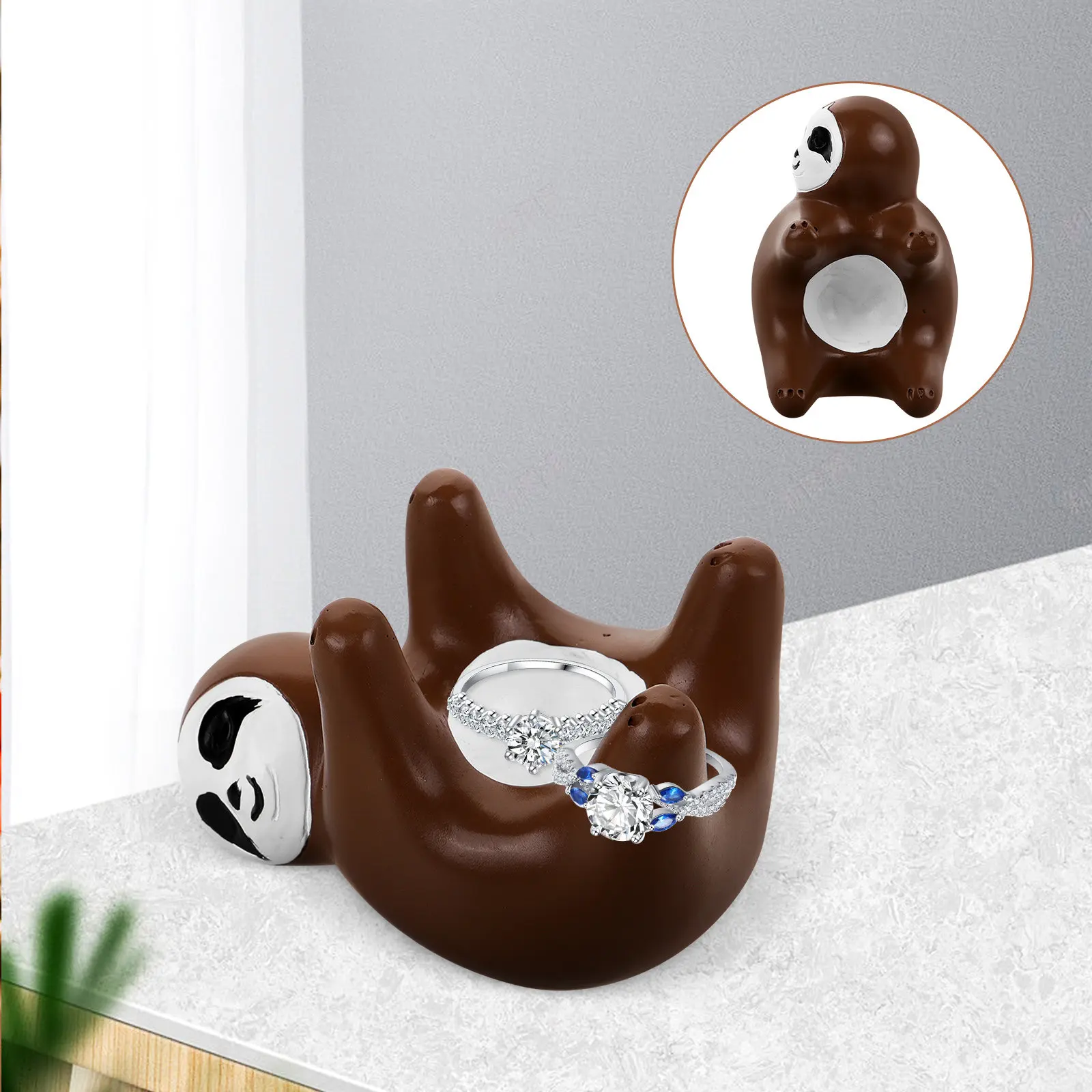 

Керамическая подставка для колец Sloth Ring Holder: многофункциональный органайзер для украшений, компактный декоративный держатель для колец, настольный аксессуар