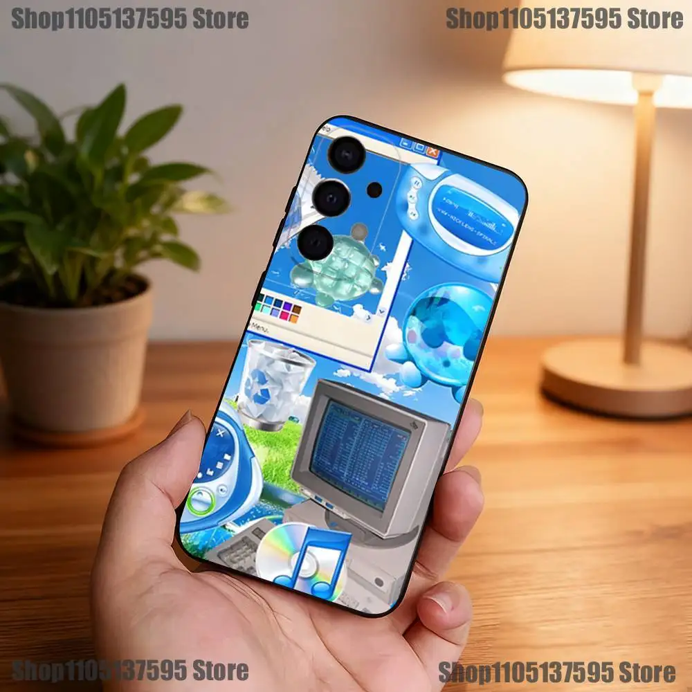 Funda de teléfono Retro Frutiger Aero para Samsung S25,S24,S21,S22,S23,S30,Ultra,S20,Plus,Fe,Lite,5G cubierta negra