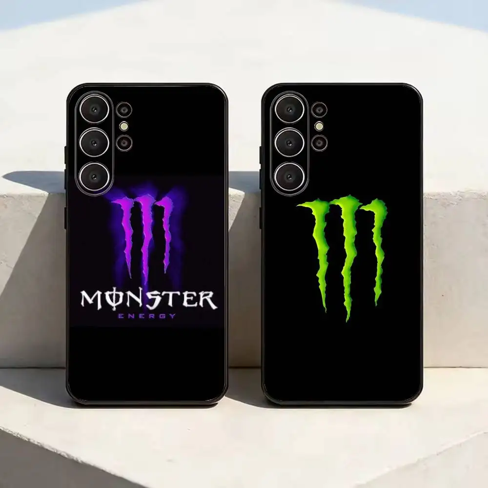 Cool M-Monster -E-Energy-a Funda de silicona suave para Samsung S26, S24, S21, S22, S23, S30, Ultra, Plus, FE, Lite-Negro