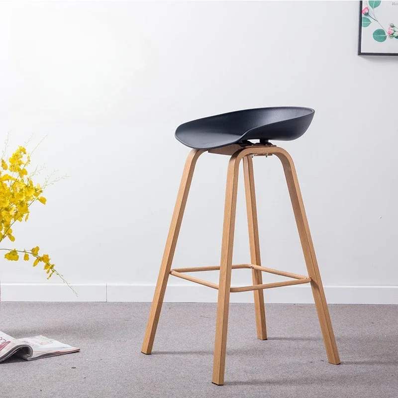 High Quality Wood Bar Stool Modern Counter Simple Salon Party Chairs Design Minimalist Taburetes De Bar Home Furniture