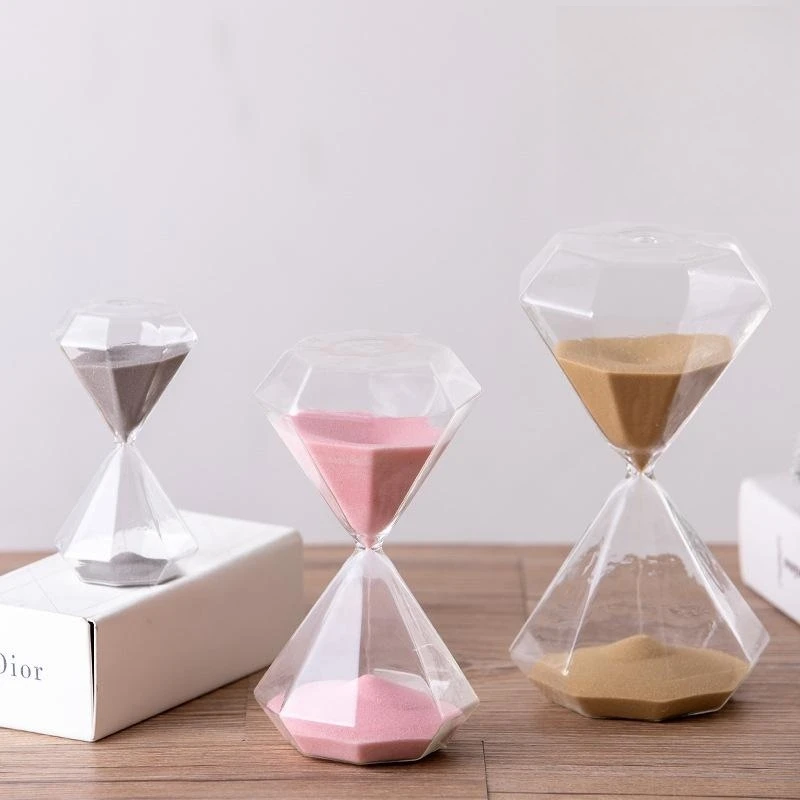 5/15/30 Minute Transparent Glass Sand Clock Hourglass Creative Sandglass Diamond Styling Timer Clock Countdown Timing Home Decor