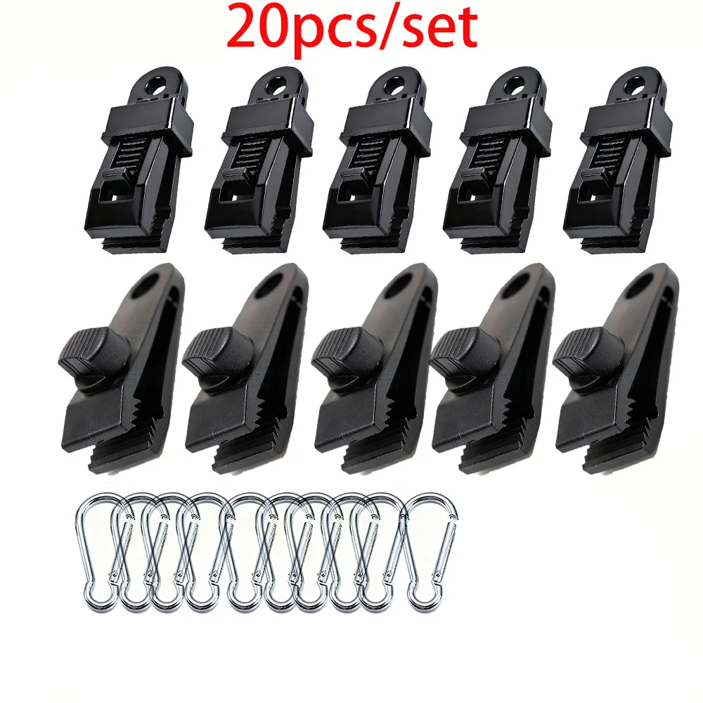 20-Piece Heavy-Duty Outdoor Tent Tarp Fastening and Connecting Buckle Set - Multi-Purpose Tent Clips with Strong Grip, Durable Plastic Material, Suitable for Securing Outdoor Camping Tents, Awnings, Outdoor Camping, and Car Covers, a Must-Have for Outdoor Camping, with a Sturdy Structure