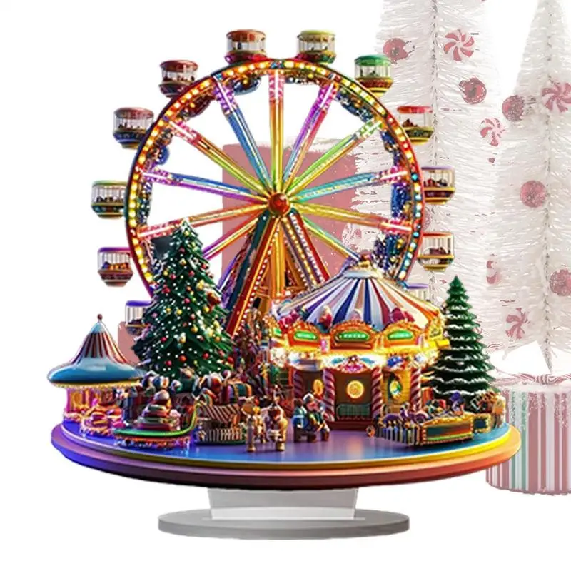 Ferris Wheel Ornament For Desk Acrylic Ferris Wheel Shelf Ornaments 2D Desktop Ferris Wheel Decor Christmas Tree Decoration For