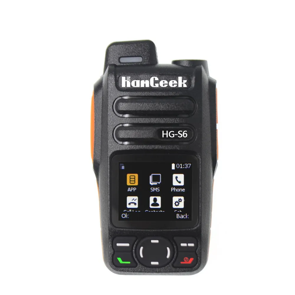 Walkie Talkie portátil HamGeek HG-S6 de Radio de red 4G, transceptor de mano con batería integrada, Radio LTE/WCDMA/GSM POC para PTT Real