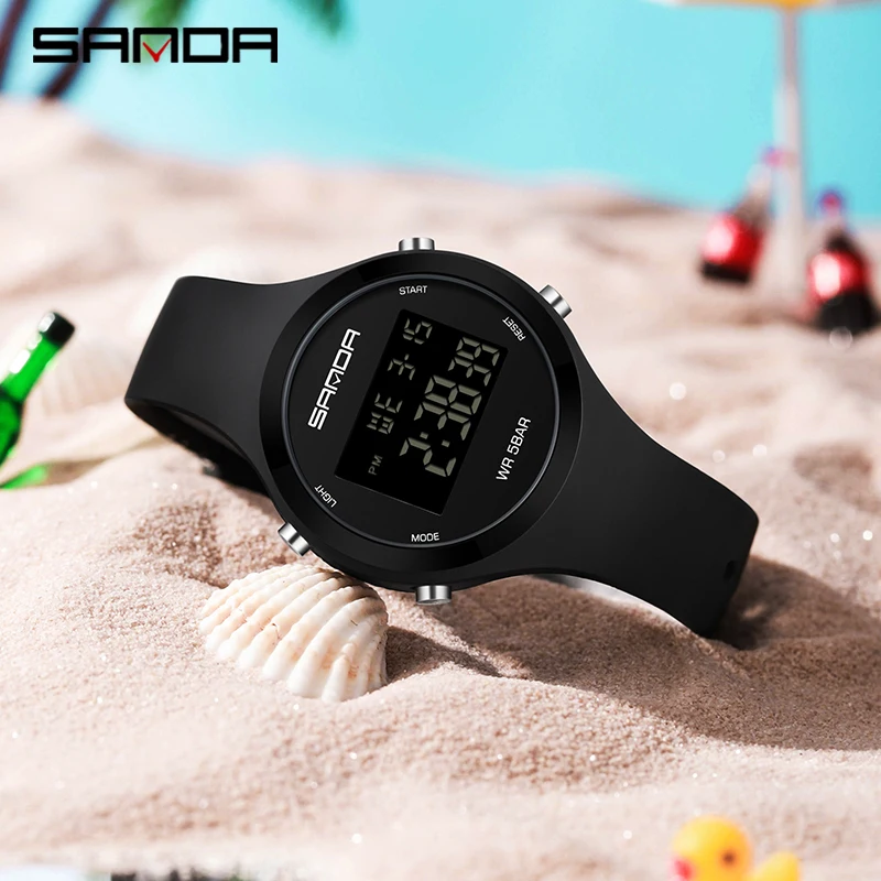 SANDA Digital Watch Women Top Brand Luxury Chronograph Lady LED Wristwatch Elegant Waterproof Female Electronic Clock Gift 2147