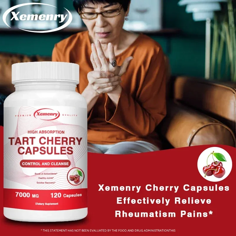 Natural Organic Tart Cherry Capsules - 7000 Mg, 120 Capsules, Antioxidant Support, Joint Support and General Health Non-GMO