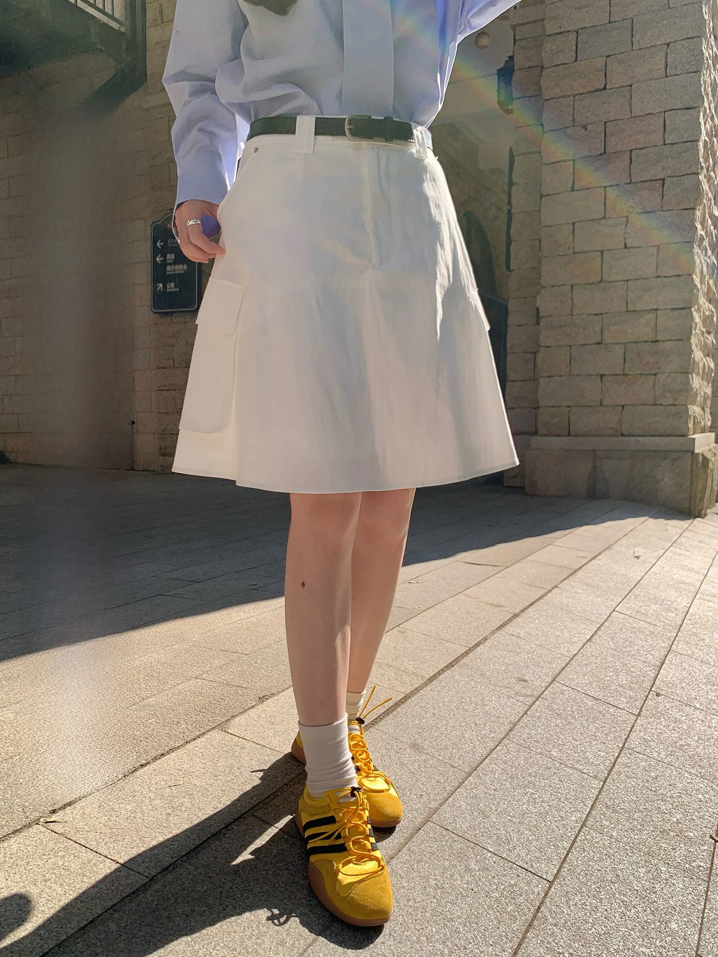 

Юбка А-силуэта с высокой талией для женщин, повседневная, в корейском стиле, из хлопка и нейлона, для работы, с эффектом похудения