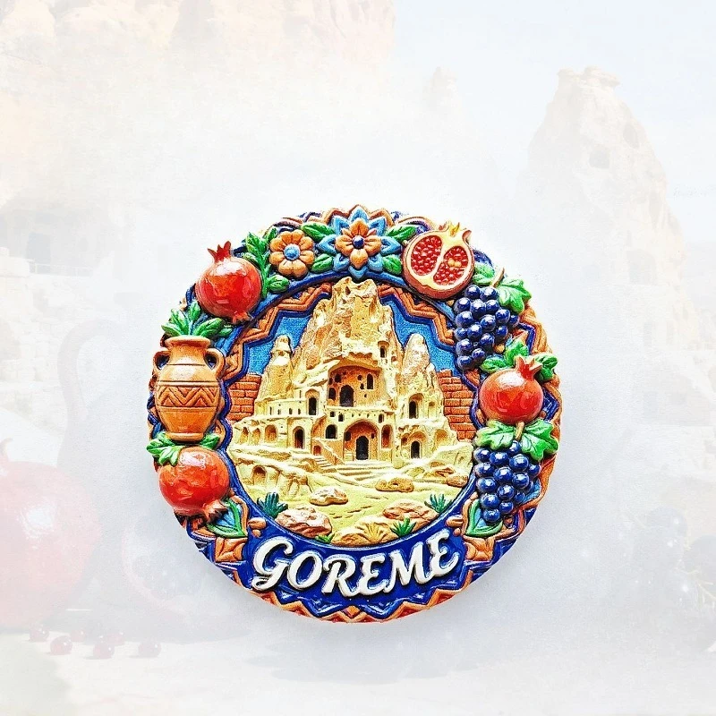 Göreme Pomegranate Fridge Magnet - Rustic 3D Anatolian Souvenir Unique Cappadocia Gift for Travel & Bohemian Decor