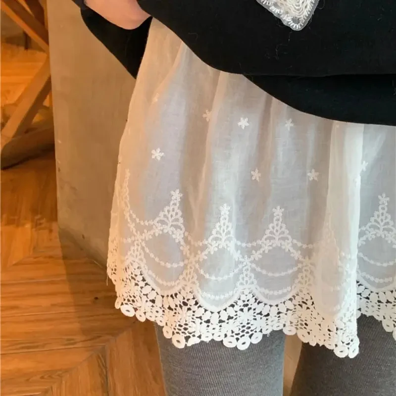 Embroidery Flower Lace Underskirt Slips Anti-glare Mesh Lace Safety Short Skirt Y2K Korean Style Sweet Mini Short Dress Girls