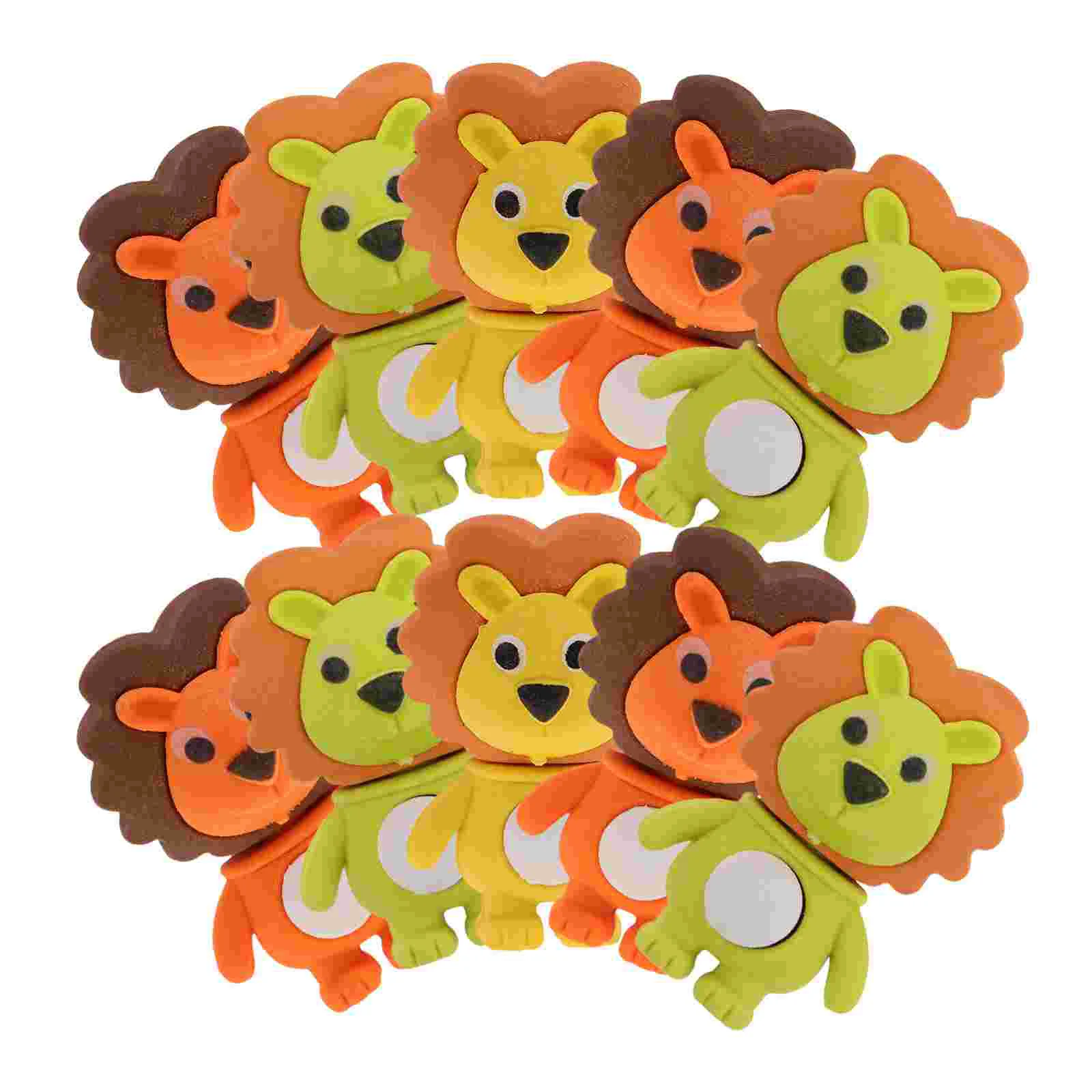 18 Pcs Eraser School Kids Stationery Supplies Adorable Lion Erasers Cartoon Animals Lovely Shaped Kawaii Toy