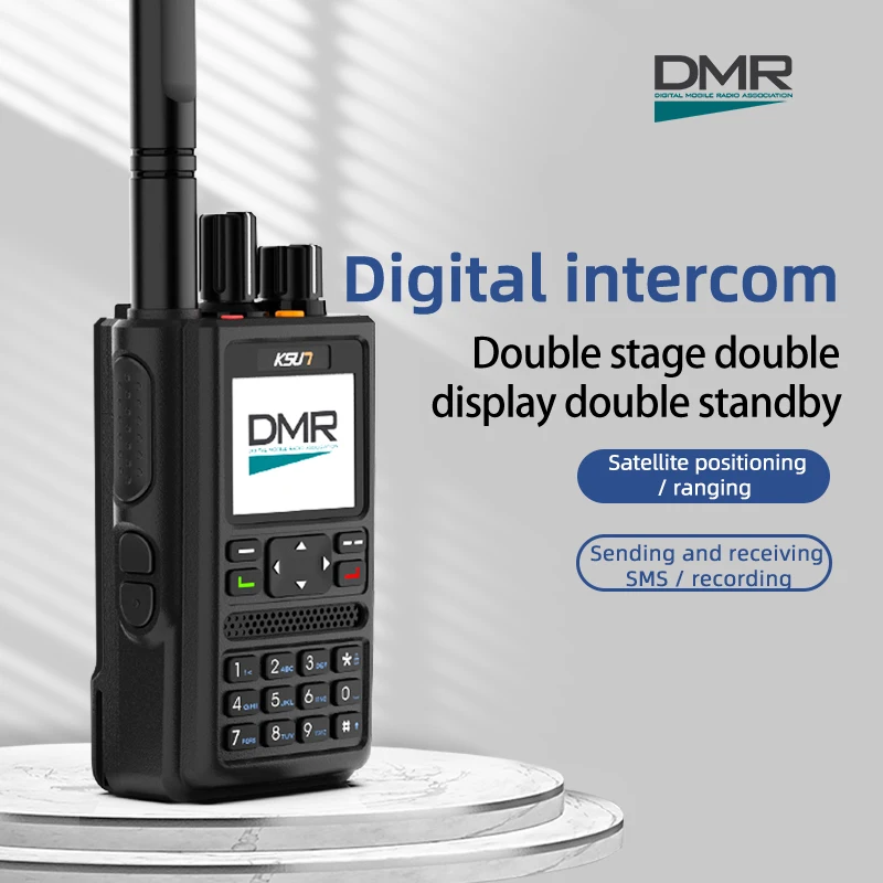 DMR Radios GPS Walkie Talkie SMS Recording Radio For Hutting  Outdoor Travel Digital and Analog Two Way Radios KSUN DM10UV