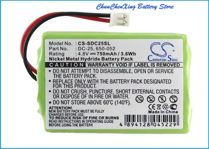 Cameron Sino 750mAh Battery 650-052,DC-25,MH750PF64HC for KINETIC MH750PF64HC, For SportDog SR200-I, SR200-IM,SR-200IB, SR200-IW