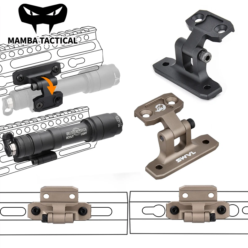 

WADSN Tactical Flashlight Offset Mount M-LOK/KEYMOD System Rail Aluminum M300 M600 Scout Light Support Bracket Hunting Kit