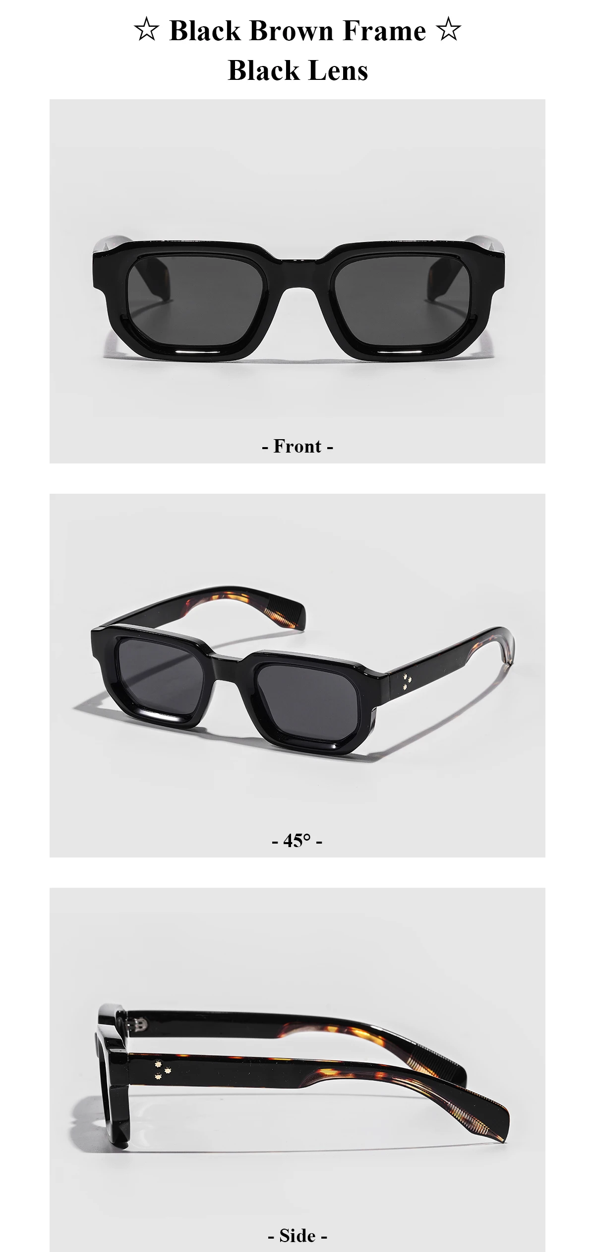 Ruiao Männer Vintage Rechteck Rahmen Sonnenbrille Mode Retro Sonnenbrille Luxus Marke Design UV400 Shades Brillen Frauen Sun Glasse – Detail 12