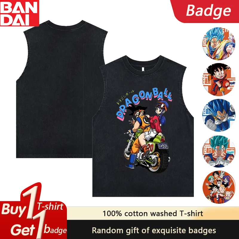 

Anime Gym Vest Dragon Ball Goku Printed Summer Men's Tank Tops Y2k Women's Washed Casual Sleeveless Shirts Streetwear Harajuku