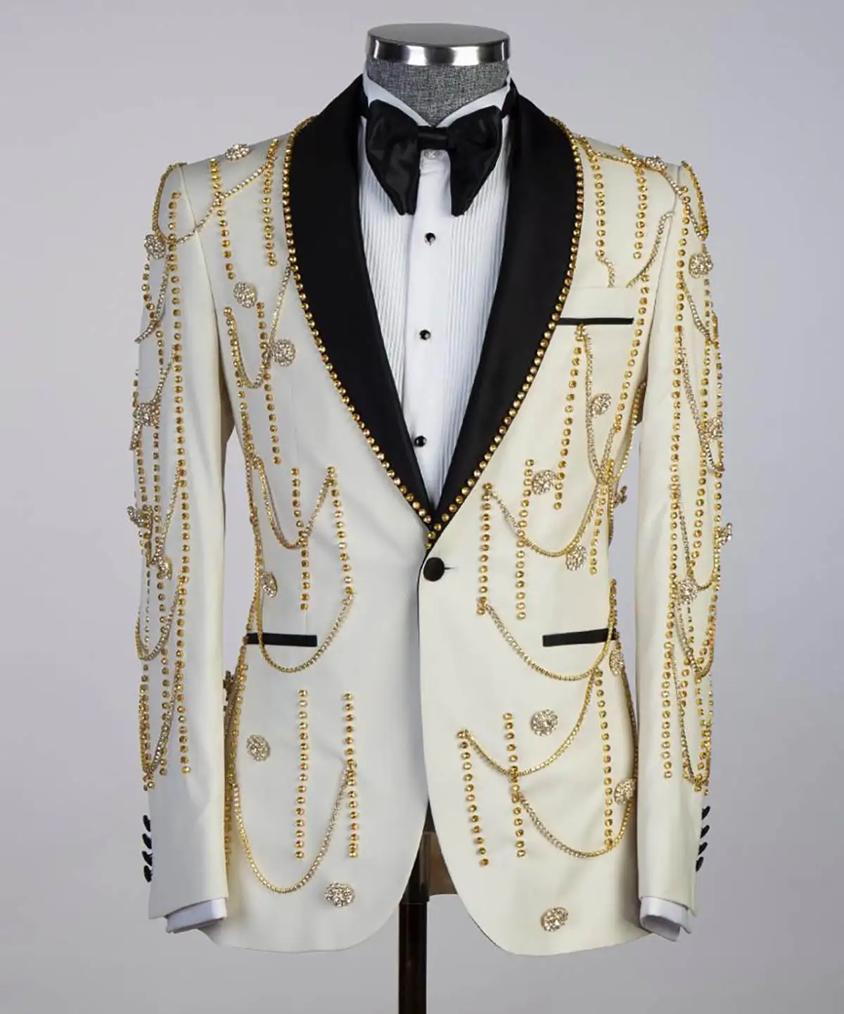 Ternos de casamento de lapela de cristal masculino, smoking single breasted, blazer com calça, fantasia do noivo, luxo, 2 peças