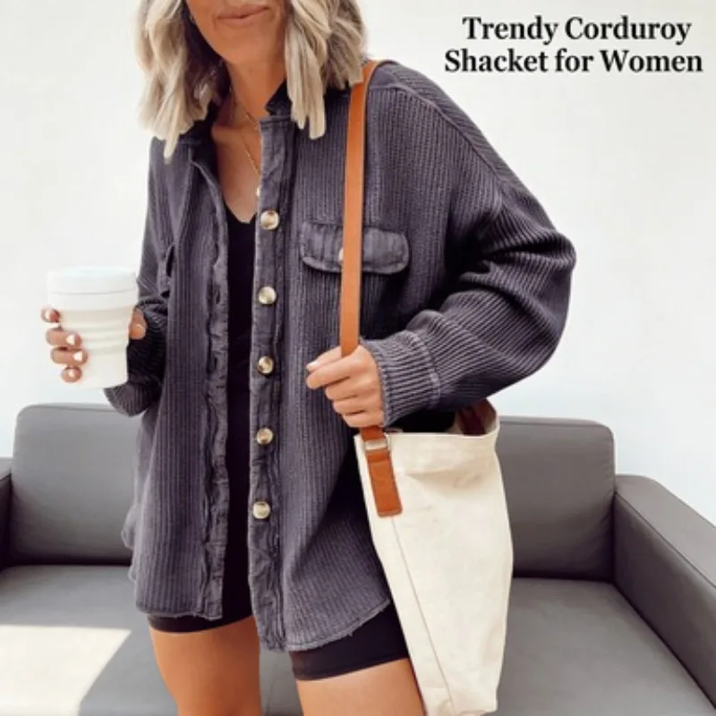 

Женская куртка-рубашка, весенне-осенняя повседневная верхняя одежда с лацканами и нерегулярным подолом с карманами