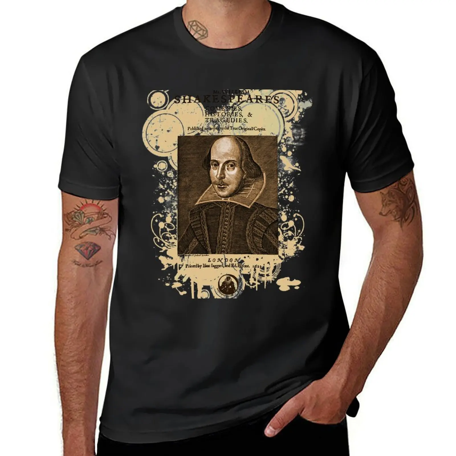 Shakespeare First Folio Front Piece T-Shirt quick drying anime clothes mens graphic t-shirts hip hop