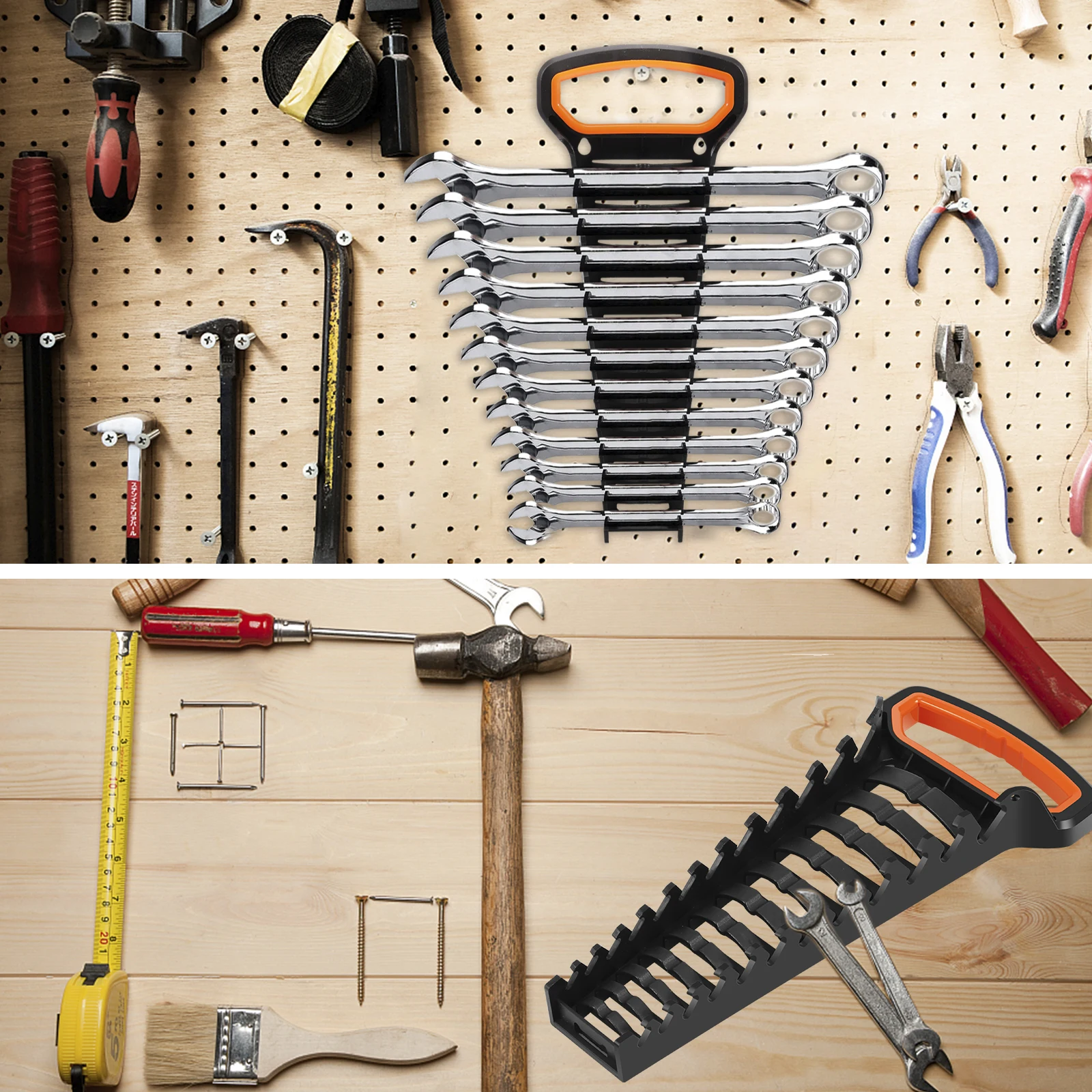 2Pcs Wrench Holder Wrench Organizer Tray Tool for Storing 8mm-19mm Metric SAE Wrenches Hand Tools Organizer Cabinet Storage Tool