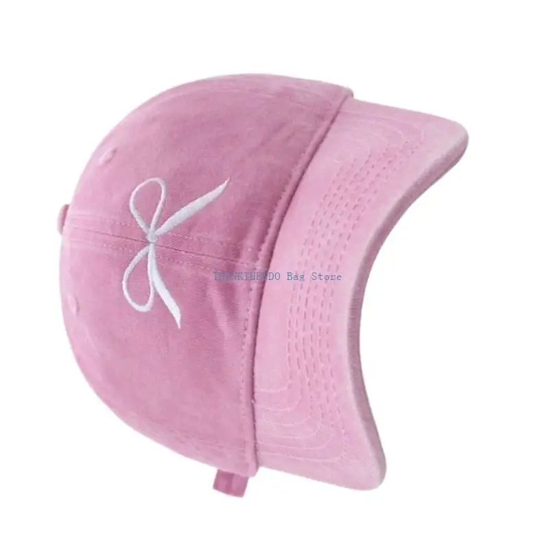 340D Women Modern Embroidered Bow Baseball Hat For Girls Women Versatile Embroidery Bow Adjustable Hat Bow