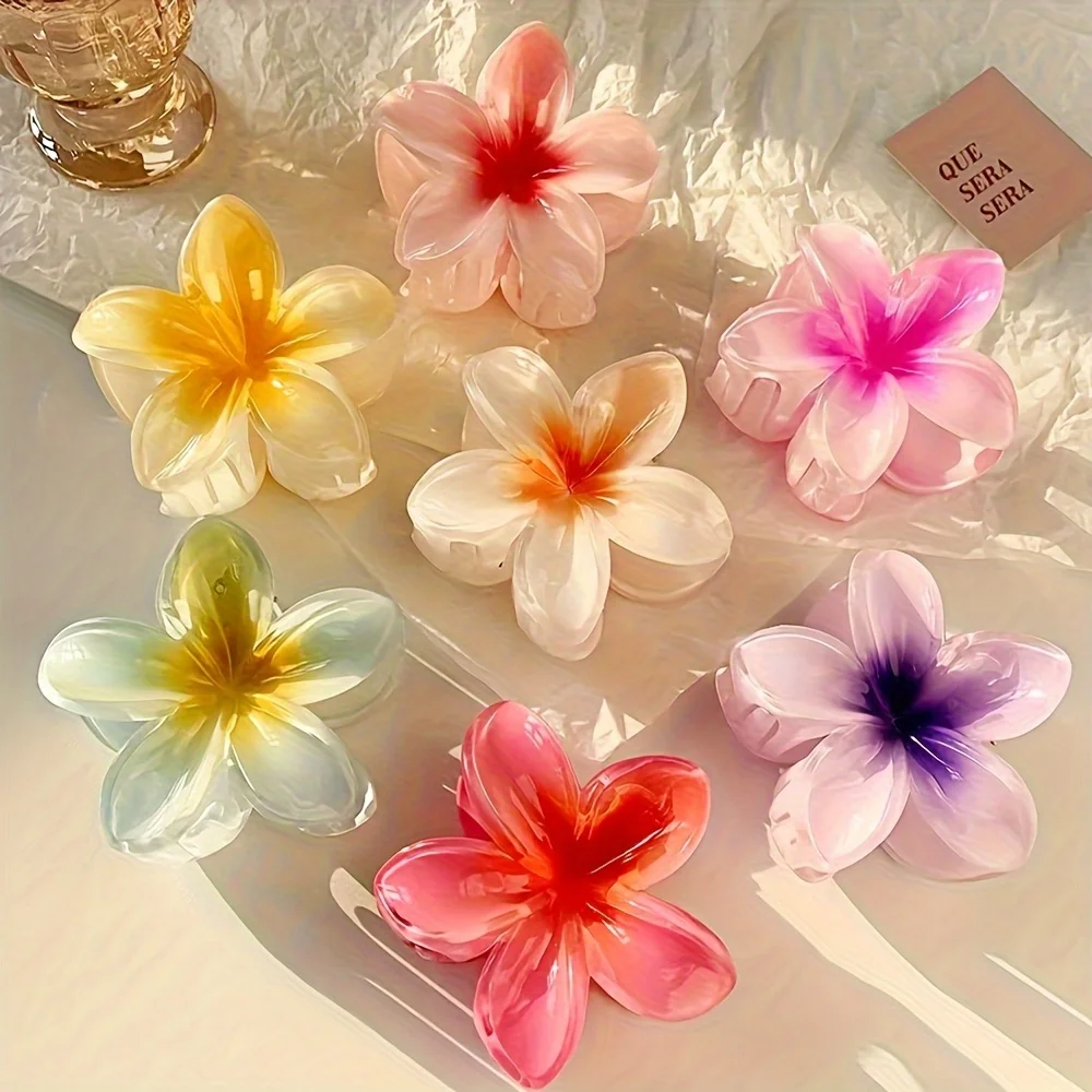 

6PCS Gradient Flower Hair Clips – Mixed Color Fashion Set for Outings, Commuting & Gift for Young Women