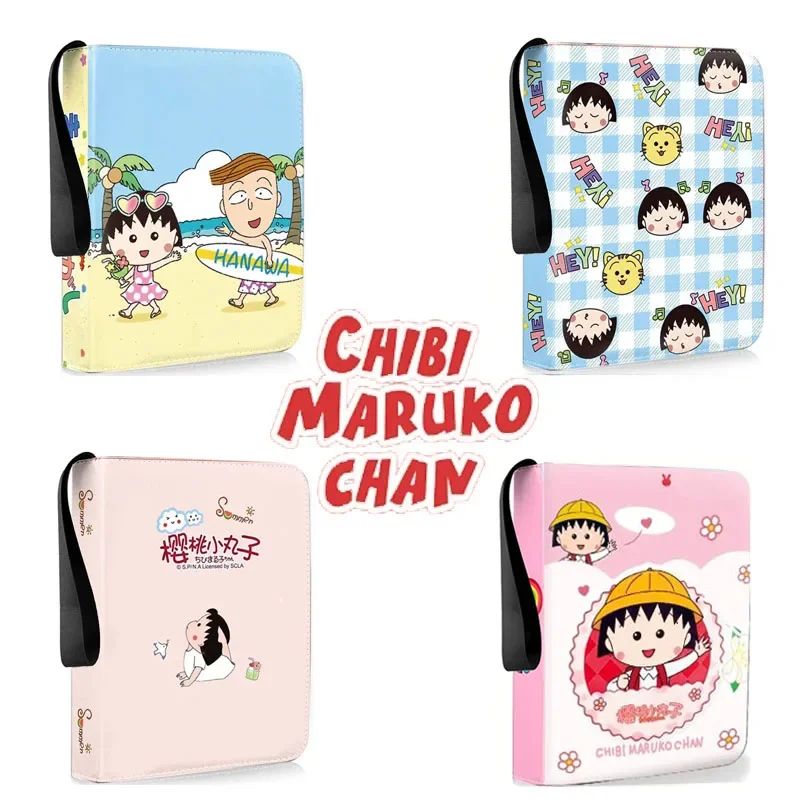 400/900pcs Chibi Maruko Chan Card Album Book Folder 4/9 Card Slots Collections Zipper Double Pocket Zipper Card Binder Holder