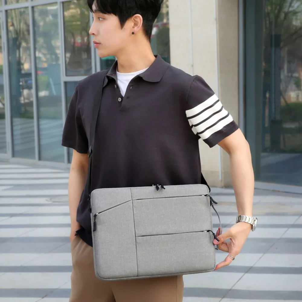 Waterproof 14 Inch Laptop Sleeve Shock-resistant Flannel Lining Laptop Handbag Case Wear-resistant Oxford Cloth Laptop Bag