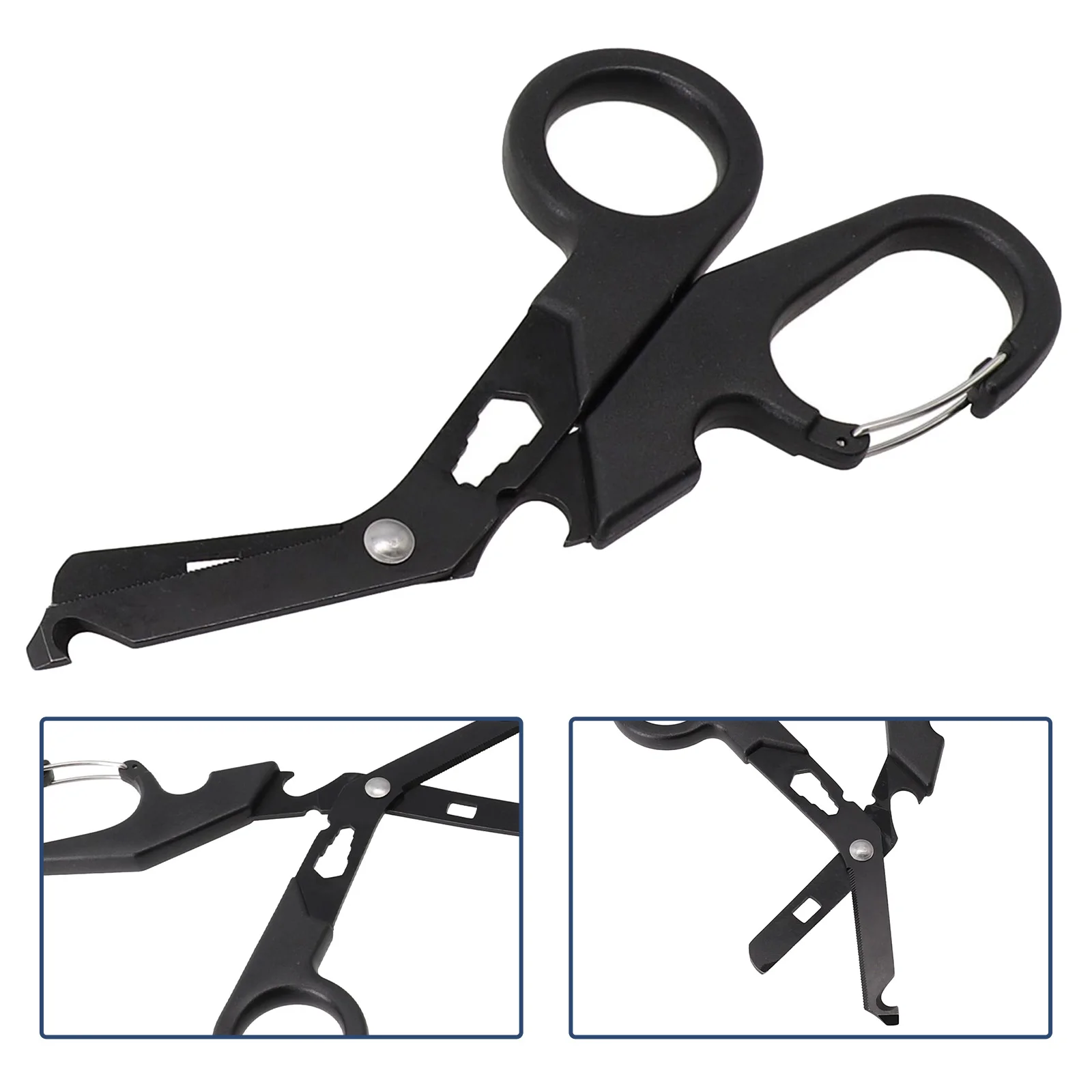 Reliable and Versatile Stainless Steel Survival Tool All Black Rescue Scissors for Various Applications (124 characters)